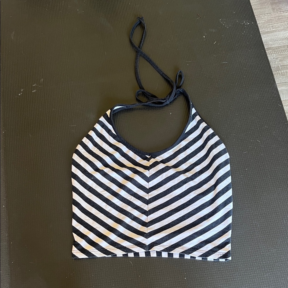 Ambiance Black and White Striped Top large